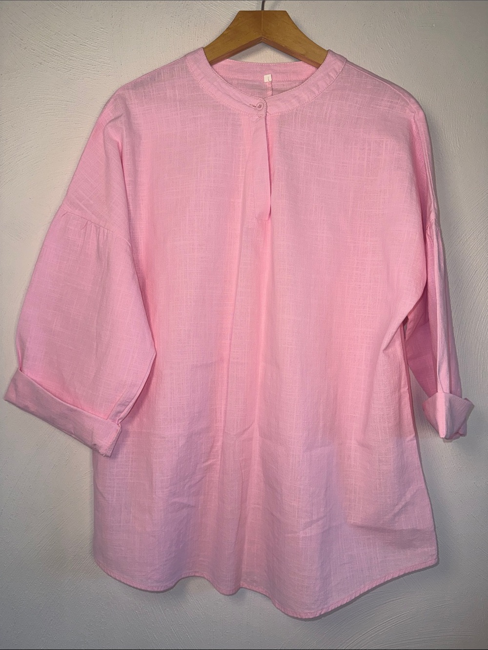 Light Pink 100% cotton Loose Fit Pullover Blouse